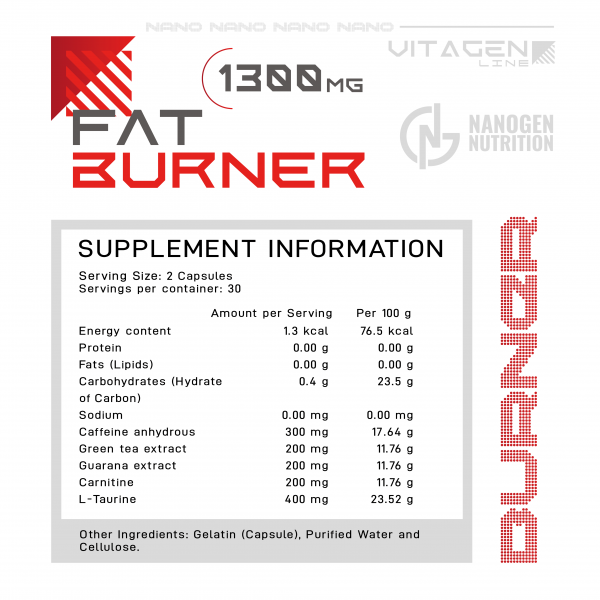 FAT BURNER – Nanogen Nutrition (1300 mg | Vitagen Line)
