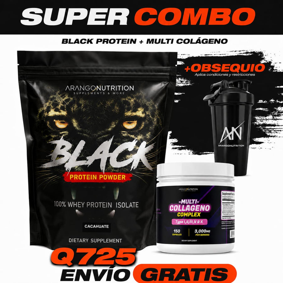 Combo Black Recovery + Collagen. Black Proteina Powder - Multi collageno complex