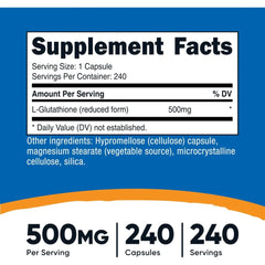 Glutatión Reducido 500 mg en Cápsulas — Nutricost