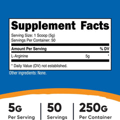 L-Arginine Nutricost Polvo Sin Sabor 5 g 250 g