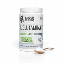Bote de L-Glutamina Nanogen Nutrition 2.2 lb sin sabor con 100 servicios
