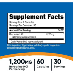 Nutricost Berberine as Berberine HCl — 1,200 mg 60 Cápsulas 30 Servicios