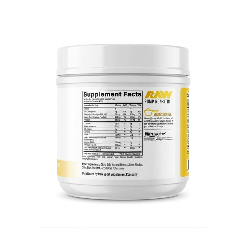 Pre-Entreno | RAW Nutrition Pump Non-Stim Lemonade 492 g